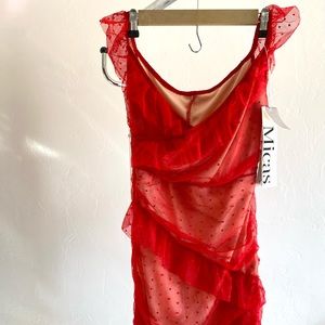 NWT micas red lace dress